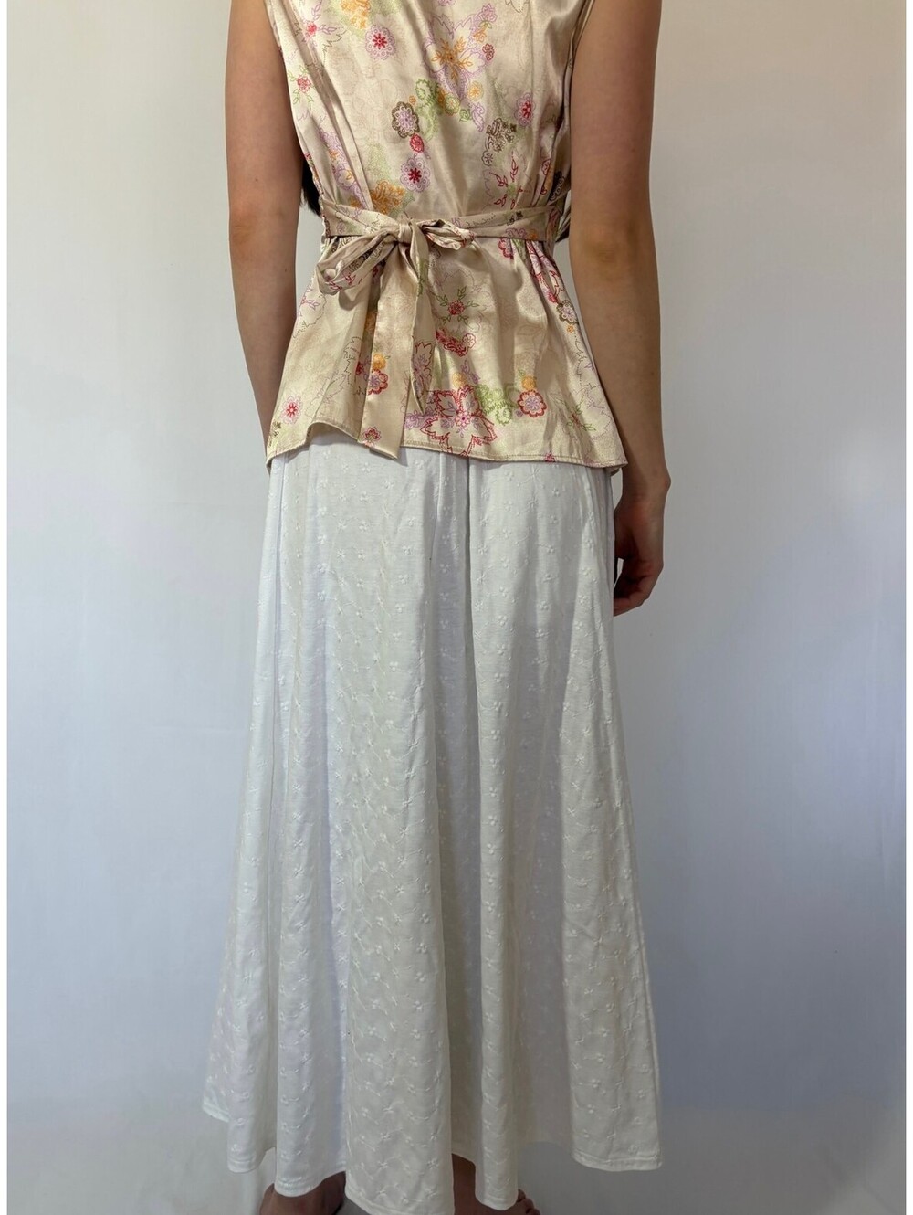 White Embroidered Broderie Anglaise Picnic Casual Vintage Maxi Skirt